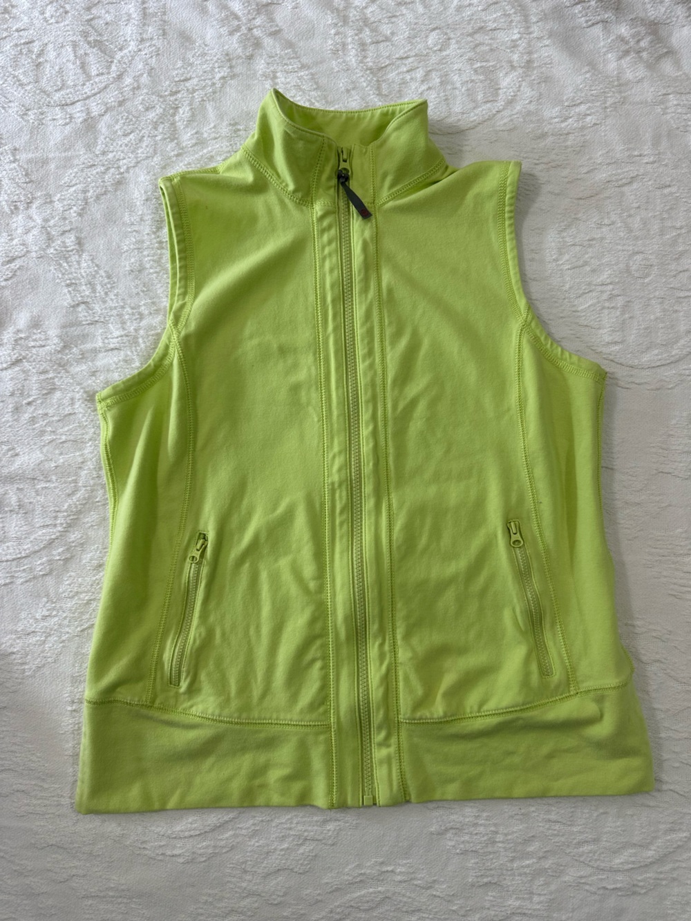Talbots Lime Green Sleeveless Zip-Up Vest